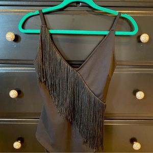 Bershka Night Out Fringe Detail Bodysuit